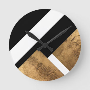 Koper Goud Geometrisch Chic Zwart Wit Ronde Klok