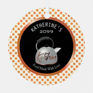 Koper keuken eten gemaakt met liefde kerst metalen ornament