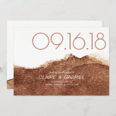 Koper kleur moderne, eenvoudige bruiloft met datum save the date (Voorkant / Achterkant)