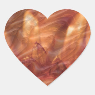 Koper Leaf Golden Shades:  Gecoëmpelde golven Hart Sticker