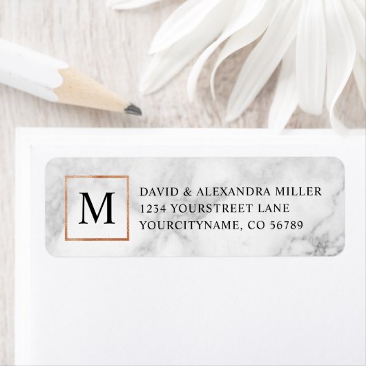 Koper Lijst Marmer Monogram Retour Adres Label (Insitu)