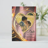 Koper/messing en lauw save the date (Staand voorkant)