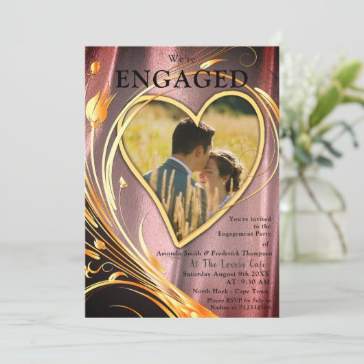 Koper/messing en lauw Verloving Kaart (Staand voorkant)