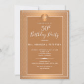 Koper Metallic Monogrammed Vijftig Verjaardagsfees Kaart (Voorkant)
