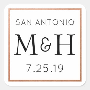 Koper Monogram Bruiloft Sticker Favor Label