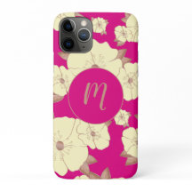 Koper Pastel Yellow Floral op Fuchsia-achtergrond