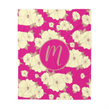 Koper Pastel Yellow Floral op Fuchsia-achtergrond