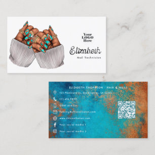 Koper Patina Turquoise Grunge Zwarte Vrouw Salon Visitekaartje