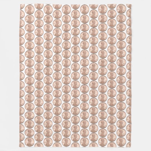Koper Penny Coin Pattern – Lincoln Cent Design Fleece Deken (Voorkant)