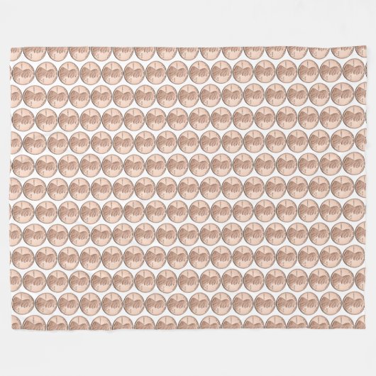 Koper Penny Coin Pattern – Lincoln Cent Design Fleece Deken (Voorkant (Horizontaal))