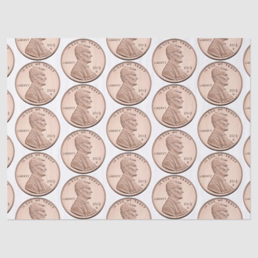 Koper Penny Coin Pattern – Lincoln Cent Design Tissuepapier (Voorkant)