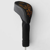 Koper Phoenix groeit op Black Inital Golfheadcover (Schuin)