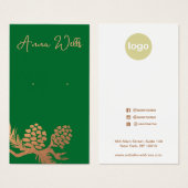 Koper Pine Cones Green Earring Visitekaartje (Voorkant /achterkant)