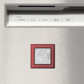 Koper Red Ombre Square Border Foto Magneet (Insitu (Vaatwasser))