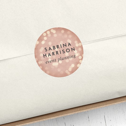 Koper Roos Bokeh | Aangepaste/bedrijfsnaam Ronde Sticker