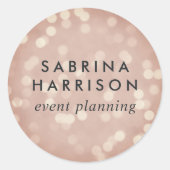 Koper Roos Bokeh | Aangepaste/bedrijfsnaam Ronde Sticker (Voorkant)