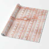 Koper Roos Gold Marble Tribal Stripes White Line Cadeaupapier (Uitgerold)