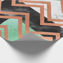 Koper Roos Goud Marmer Carrara Chevron Zwart Munt
