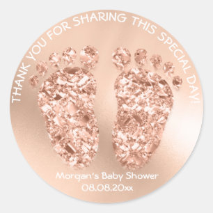 Koper Roos gouden voeten Baby shower cadeau dank Ronde Sticker