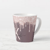 Koper roze glitter druppels naam latte mok (Rechterhoek)