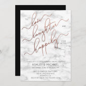 Koper Script Marmeren Zwart Repetitie Diner Uitnod Kaart (Voorkant / Achterkant)