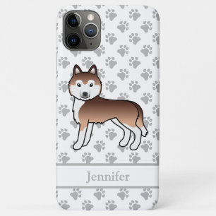Koper Siberische Husky Cartoon Hond & Naam iPhone 11 Pro Max Hoesje