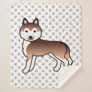 Koper Siberische Husky Schattige Cartoon Hond Sherpa Deken