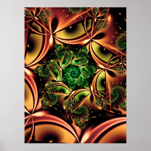 Koper Spiraal Fractal Poster