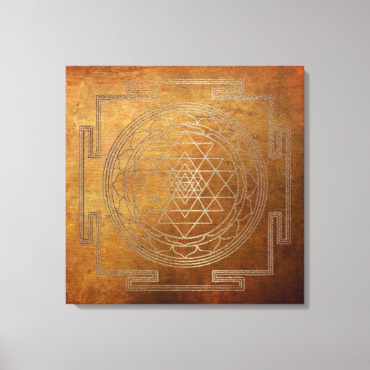 Koper Sri Yantra - Ingewikkeld Canvas (Voorkant)