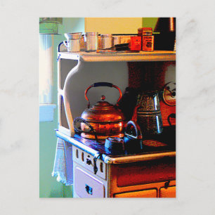 Koper Tea Kettle op Stove Briefkaart