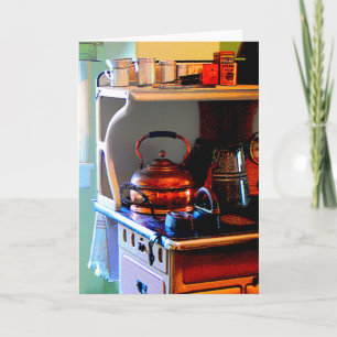 Koper Tea Kettle op Stove Kaart