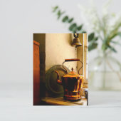 Koper Tea Kettle op Windows Briefkaart (Staand voorkant)