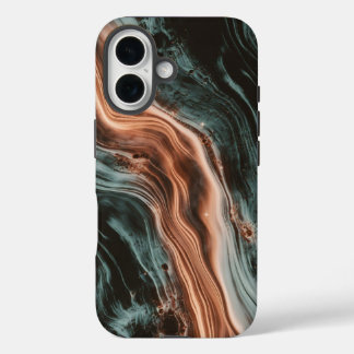 Koper & Teal Marmer Flow iPhone 16 Hoesje
