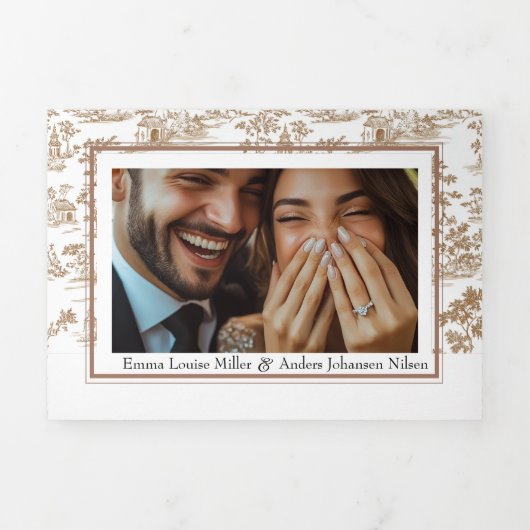 Koper Toile, Trifold Wedding Drieluik Kaart (Cover)