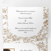 Koper Toile, Trifold Wedding Drieluik Kaart (Binnenzijde eerst)