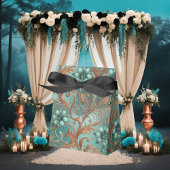 Koper turquoise bloemen en wijnstokken bedankdoosjes