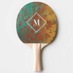 Koper Turquoise Metallic Monogram Tafeltennis Tafeltennisbatje