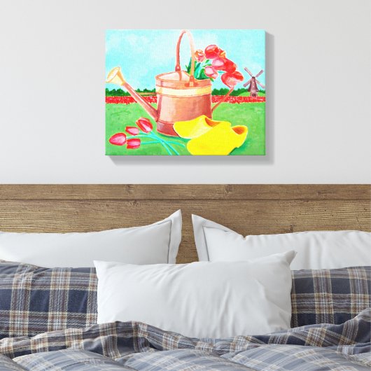 Koper watering kan en tulpcanvas afdrukken (Insitu (Slaapkamer))