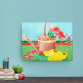 Koper watering kan en tulpcanvas afdrukken
