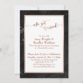 Koper We zijn getrouwd Black Marble Viering Kaart (Voorkant)