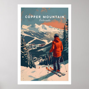 Koperberg Reisposter Skiën in de Zonsondergang 1 Poster