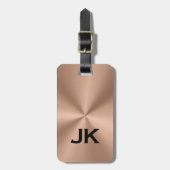 Koperbruine MetalliC Textuur Zwarte Tekst Bagagelabel (Voorkant verticaal)