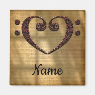 Koperdubbele-Bass Clef Heart Gepersonaliseerd Magneet