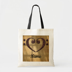 Koperdubbele-Bass Clef Heart Gepersonaliseerd Tote Bag
