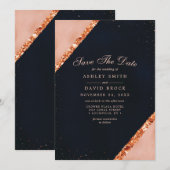 Koperen Blush Roze Marine Geometrische Save The Da Save The Date (Voorkant / Achterkant)