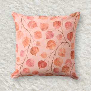 Koperen Blush Trillende Espen Waterverf Patroon Kussen