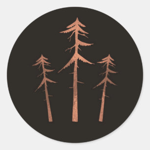 Koperen Bronzen Hoge Dennenbomen Landelijke Bruilo Ronde Sticker