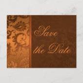 Koperen en bruine damast Save the Date Briefkaart (Voorkant)