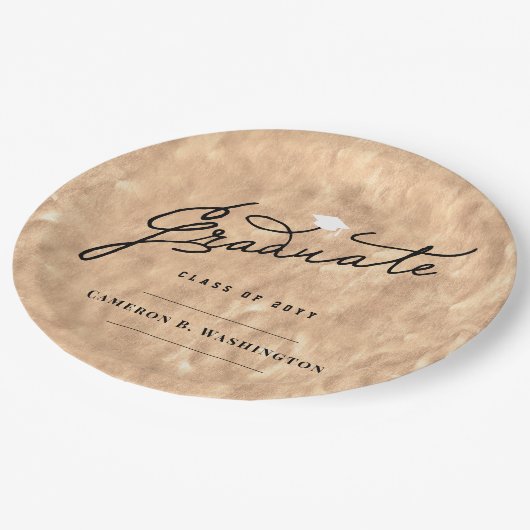 Koperen Folie Afstuderen Stijlvol Afstuderen Papieren Bordje (Gekanteld)