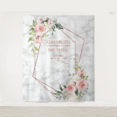 KOPEREN GEOMETRISCHE MARMER ROZE FLORAL WANDKLEED (Voorkant)